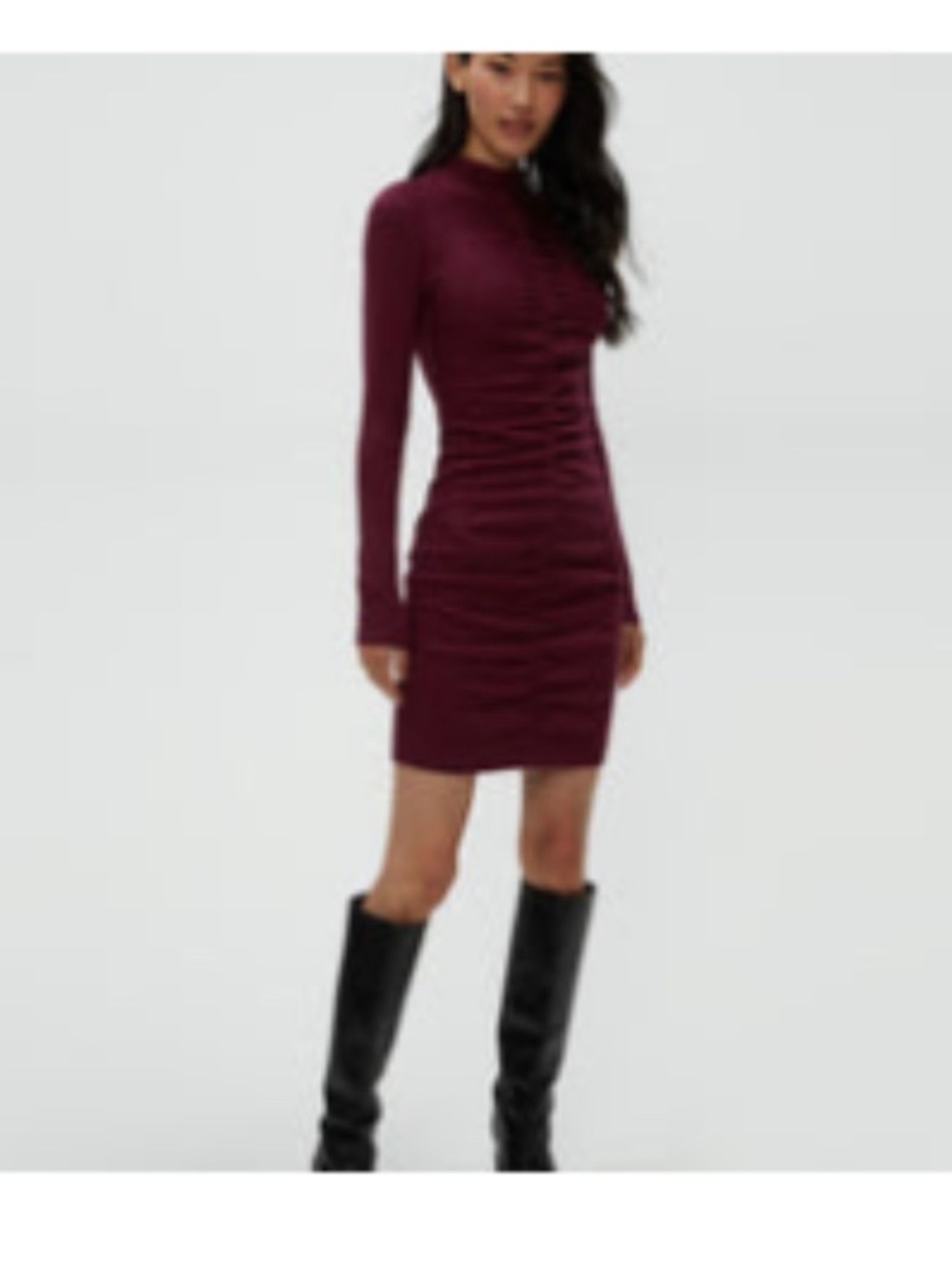 Michael Stars, Romi Ruched Front Dress, Ultra Rib in Beetroot, size L 8/10